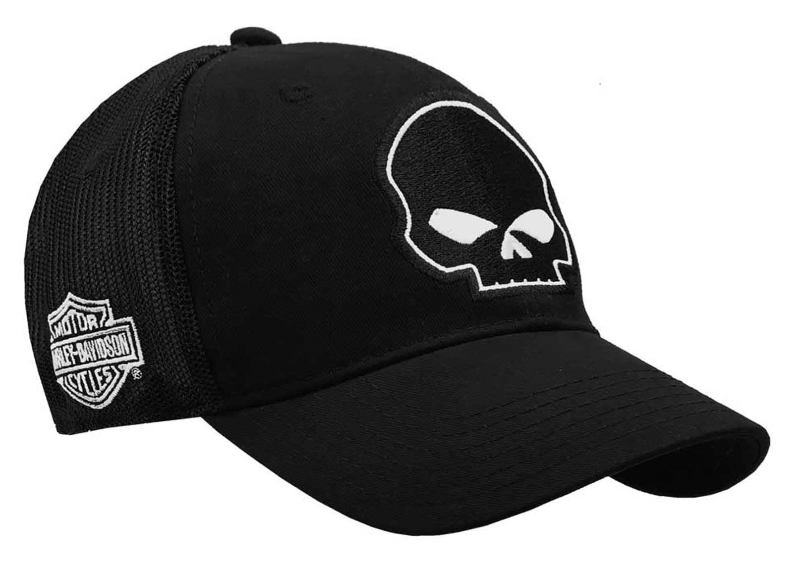 【特価商品】Harley-Davidson Willie G Skull ブラック ベースボールキャップ ストレッチフィット BC119930 Free Size
