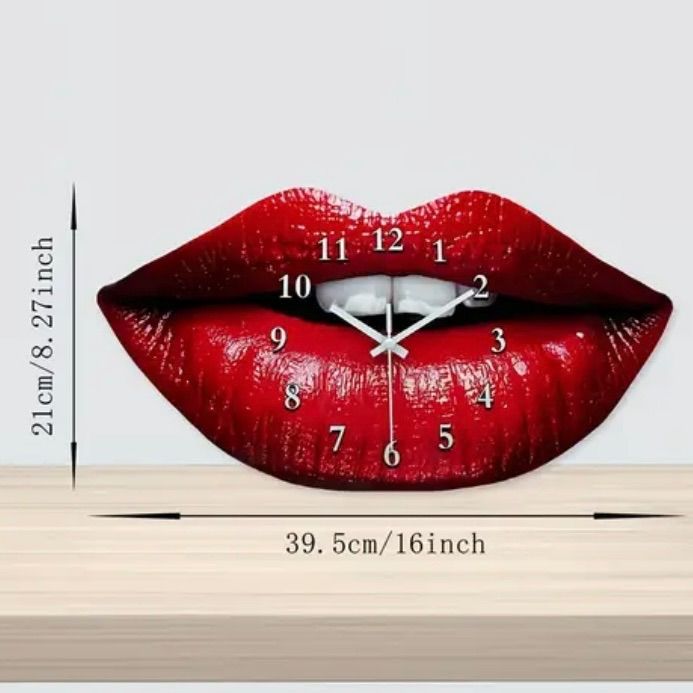 壁掛け時計 唇デザイン 可愛い クォーツムーブメント 静音型 目を引く