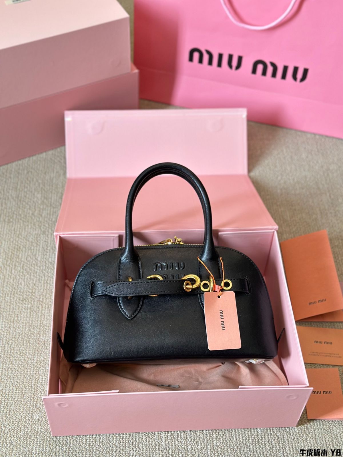 miumiu バッグ Miu Miu Biker 2way Blue / Black Ladies Denim Handbag RN1032