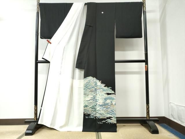 平和屋着物●本加賀友禅作家 金津五雄 豪華黒留袖 遠山松竹梅風景文 暈し染め 正絹 CAAW8029yc