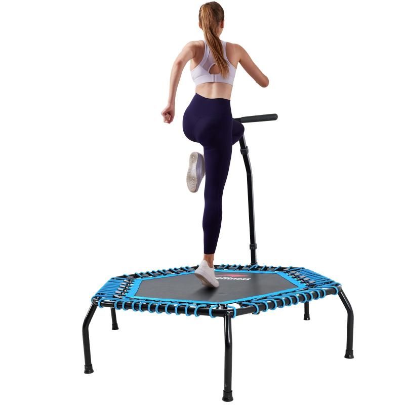 LeikeFitness トランポリン 大きいサイズ 8段階調節可能 補助手すり付き トレーニング 耐荷重150KG 直径約140cm 安全 静音 組み立て式 家庭用 子供用 大人用 有酸素運動 日本語取扱説明書