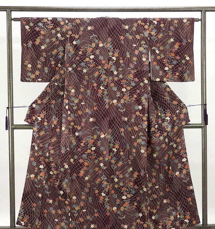 小紋 正絹 四季花模様 身丈156.5cm 裄丈62cm 小紋 リサイクル 着物