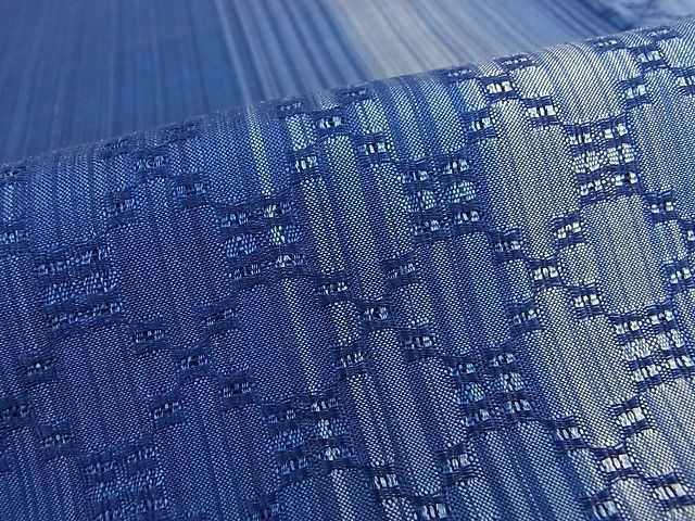 平和屋本店□超希少 日本工芸会正会員 秋山眞和 綾の手紬 手織 本藍染