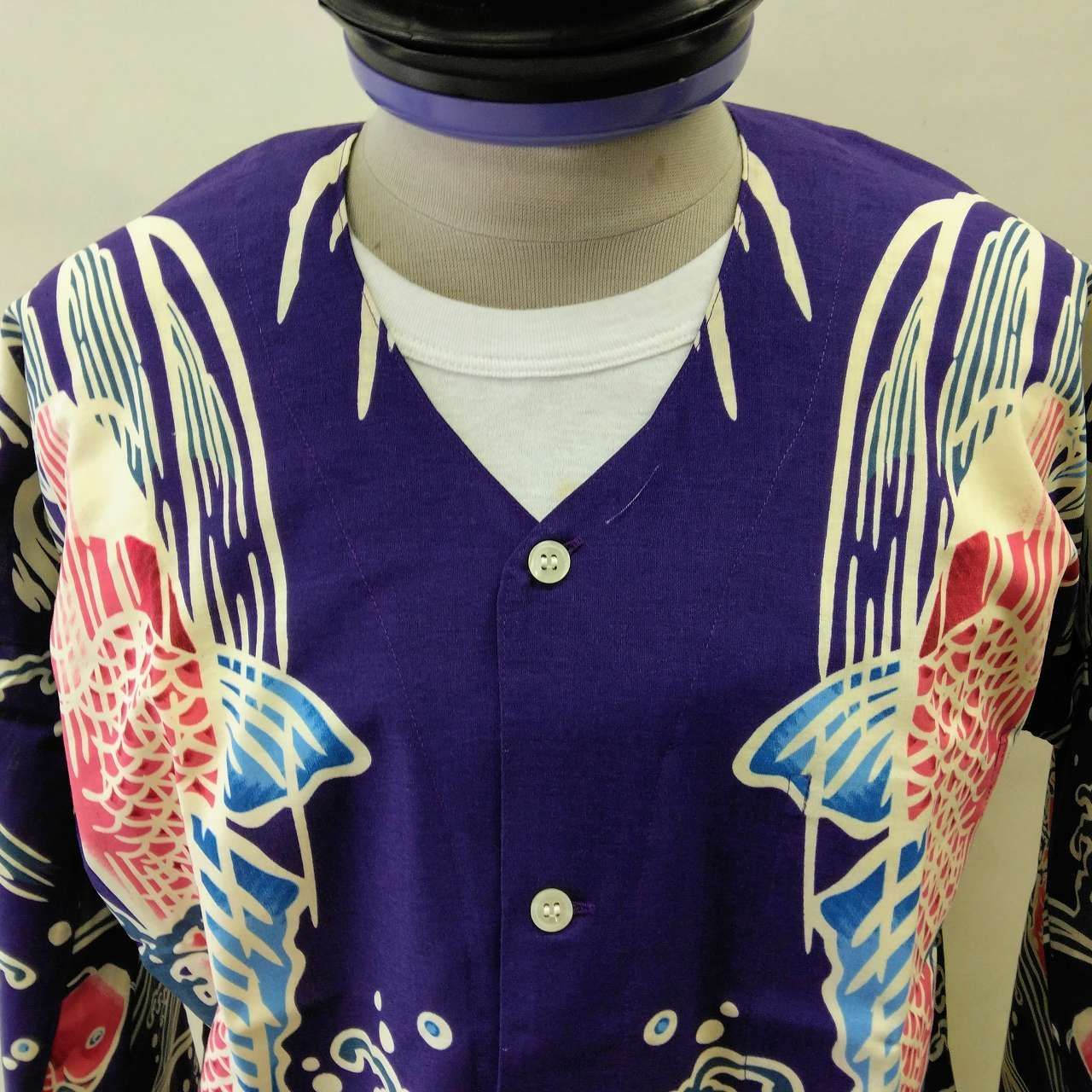 鯉口 こいくち ダボシャツ festival clothes 大 特大 緋鯉の滝登り 紫地