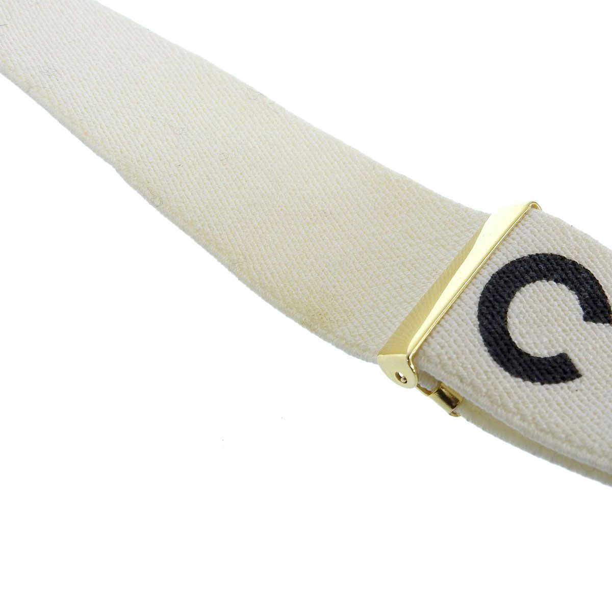 4093) シャネル CHANEL サスペンダー ロゴ ベルト ゴールド金具