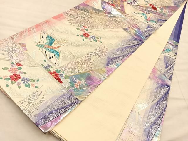 平和屋着物◎六通柄袋帯 唐織 孔雀花文 金銀糸 正絹 逸品