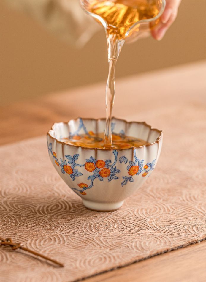 【新品未使用】中国工芸美術品 茶具 新品・未使用】 茶器 茶芸 品茶杯 湯呑み 功夫茶器 中国茶器 花