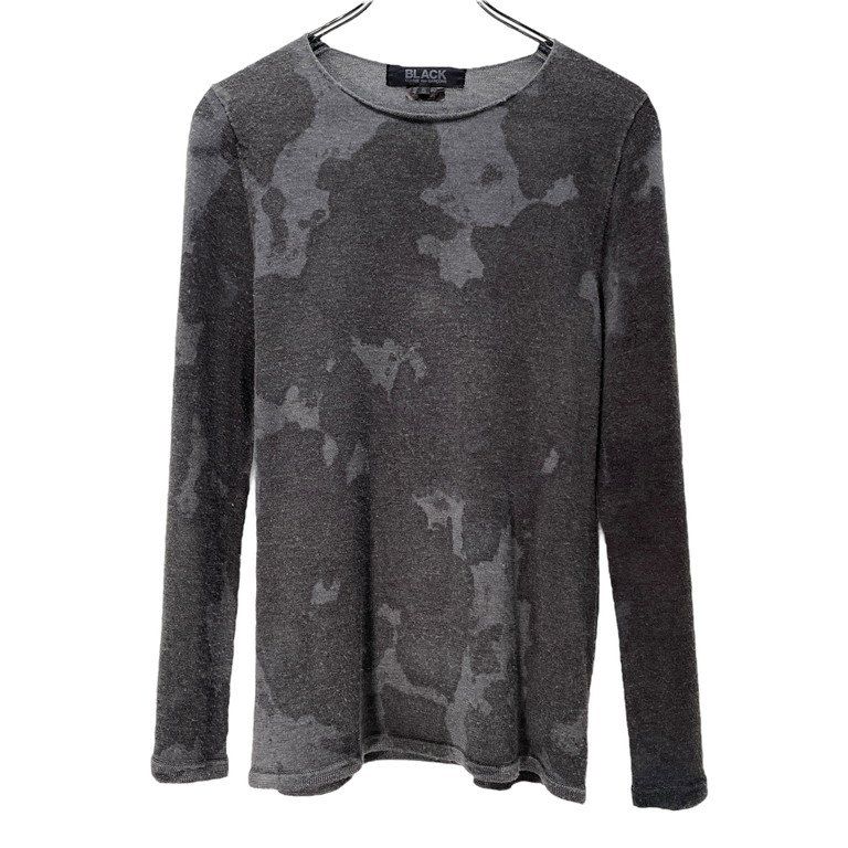 BLACK COMME des GARCONS 18AW ウールアクリル製品染めカモフラージュニットセーター 迷彩柄 総柄 コムデギャルソン
