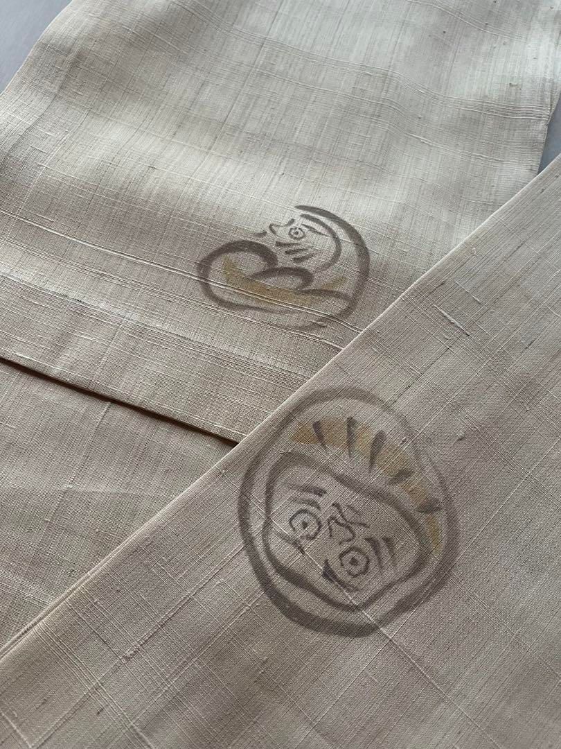 単衣 薄物 小紋 ベージュ だるま 飛び柄