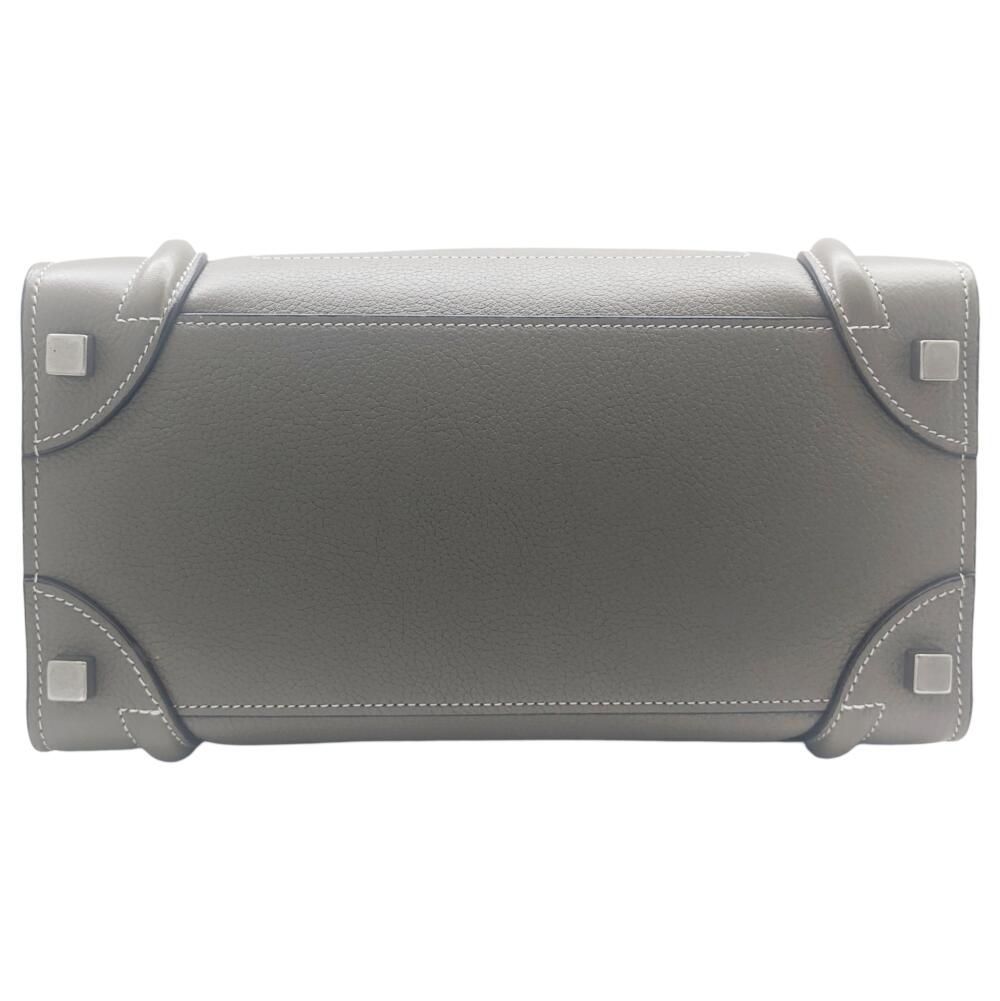 【美品】CELINE　ラゲージ　マイクロショッパー グレー　ハンドバッグ セリーヌ ラゲージ マイクロショッパー レザー ハンドバッグ