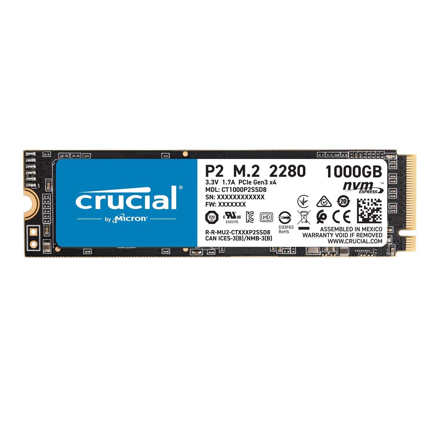 Crucial SSD P2シリーズ 1TB M.2 NVMe接続 正規代理店保証品 CT1000P2SSD8JP 5年保証 ブラック 1000GB 1TB M.2 Gen3 NVMe 旧モデル P2シリーズ