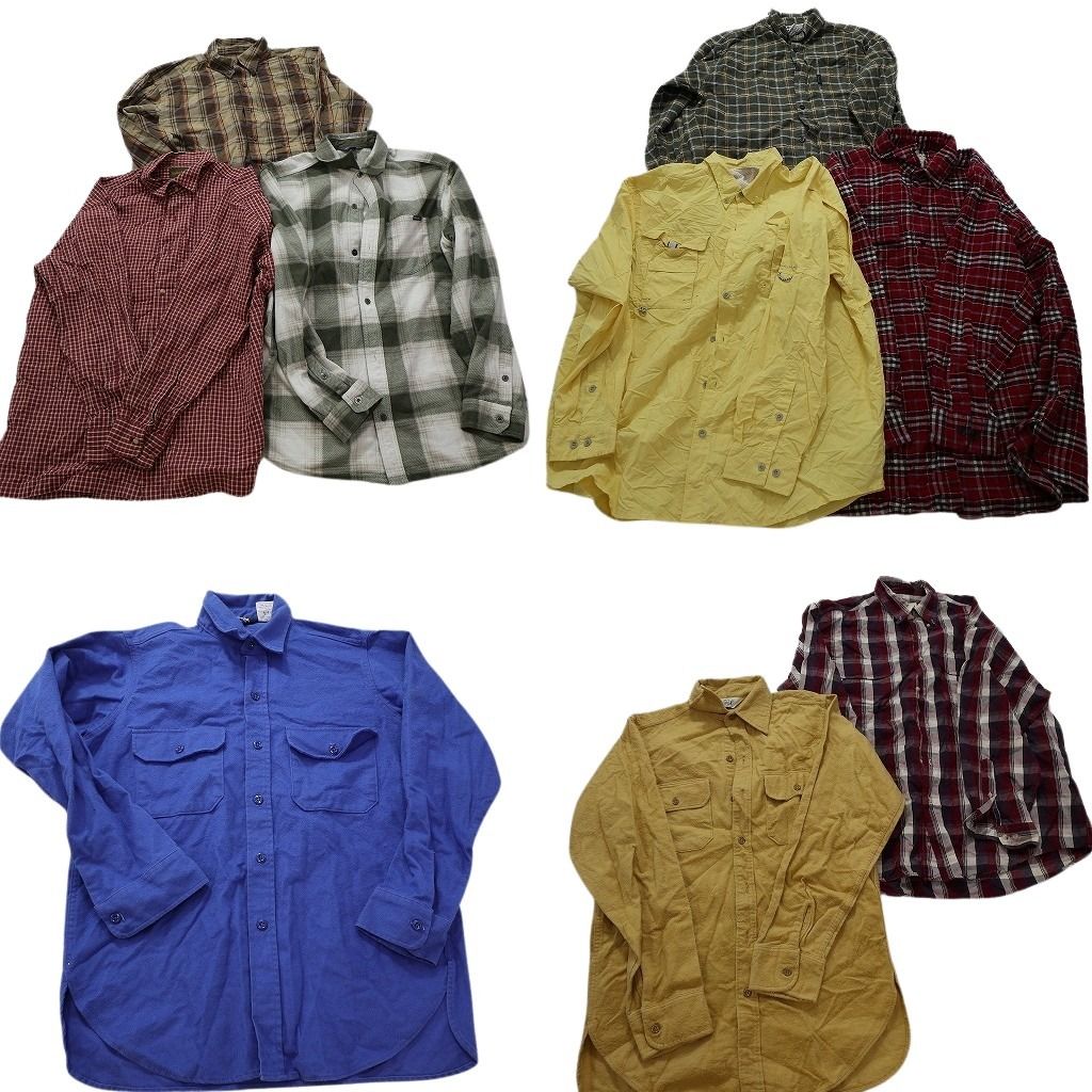 古着卸 まとめ売り アウトドアブランドMIX 長袖シャツ 9枚セット (メンズ L /XL )  ティンバーランド ウールリッチ 中古 古着 MX8264