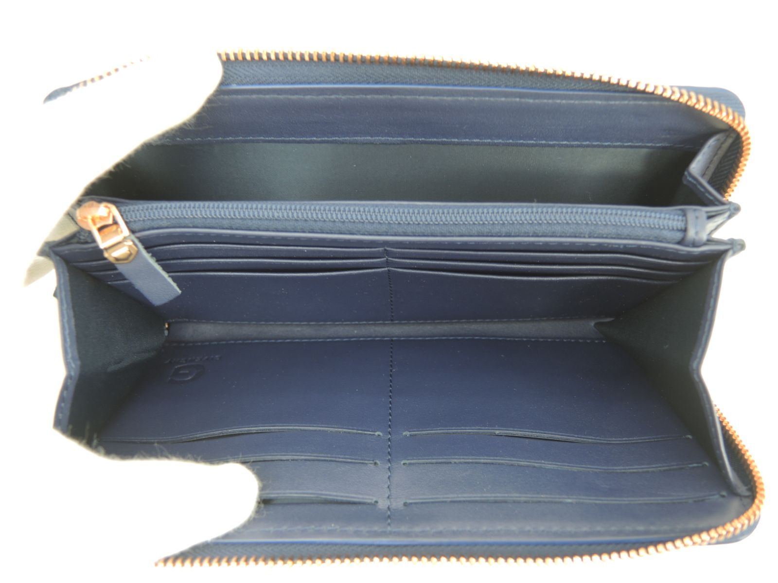 未使用　GIVENCHY　ラウンドジップ長財布　OIL BLUE　箱袋付き ジバンシィ ロングウォレット 立体レザー 青 ラウンドジップ長