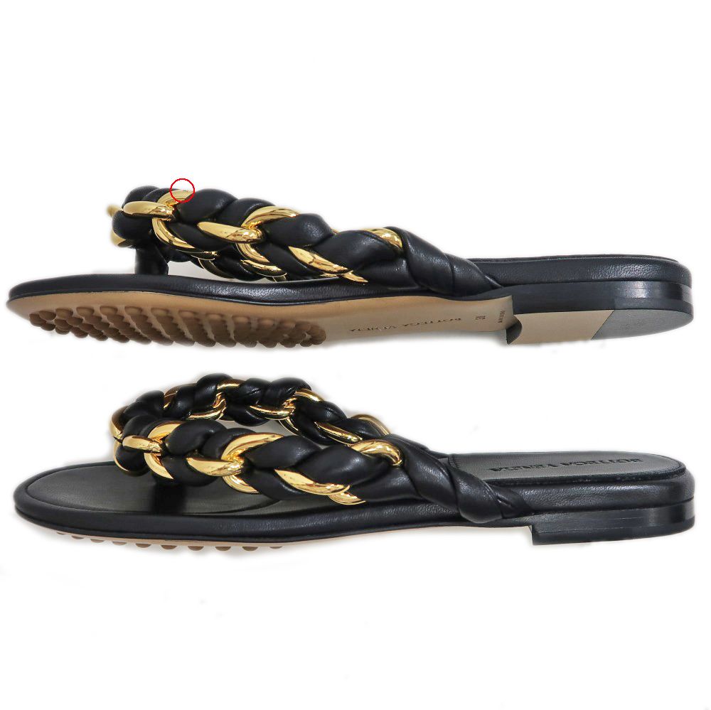 BOTTEGA VENETA ブラック レザーサンダル 38