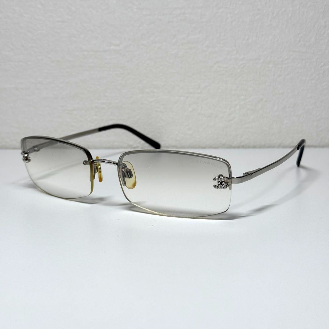 CHANEL サングラス リムレス メタル 4093-B ココマーク ストーン シャネル ラインストーン グレー 4093-B c.124|6I 56□16 130