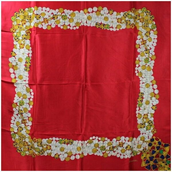 シャネル シルク スカーフ レッド 宝石柄 中古 ABランク CHANEL - メルカリ