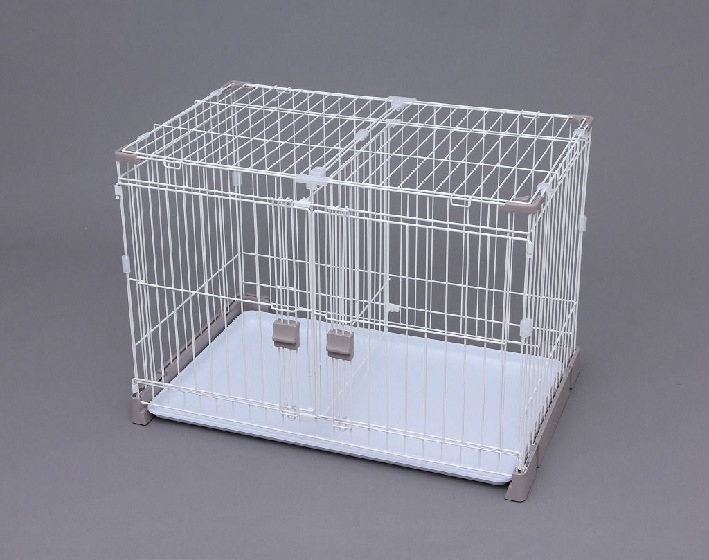 アイリスオーヤマ お掃除楽ちんサークル 屋根セット 仕切なし ペット用 小型犬 犬用 サークル 幅87×高61.6cm フルオープン扉 グレーベージュ P-SS-906 IRIS OHYAMA