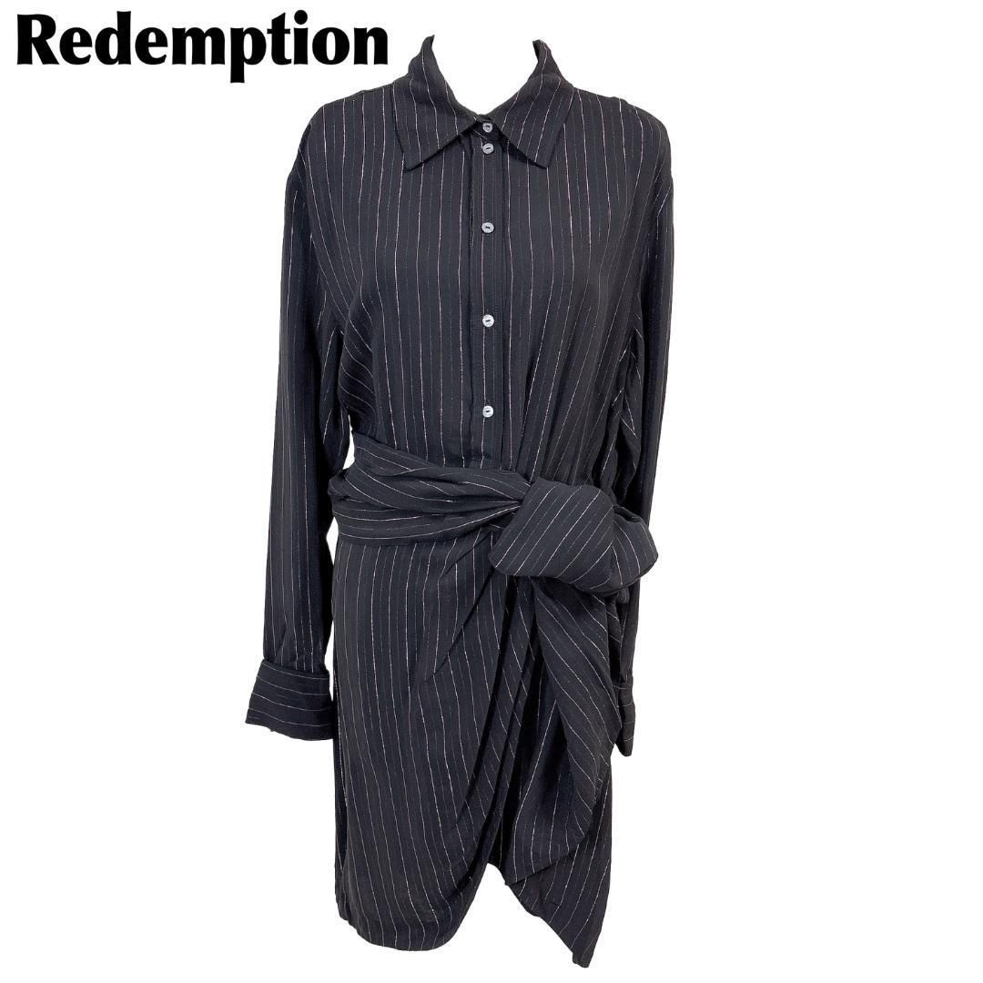 REDEMPTION 長袖ブラウスワンピース 44 ブラック×ピンク