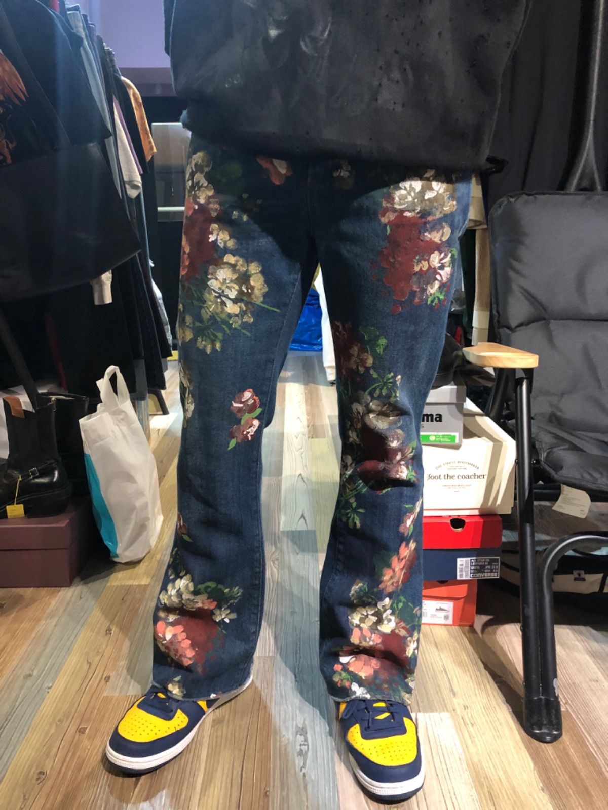 GUCCI グッチ 花柄デニムパンツ フレアパンツ サイズ27 インディゴ FK