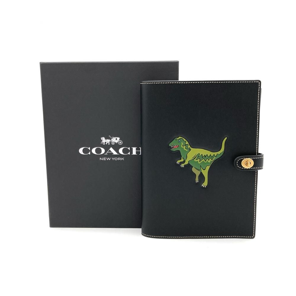 コーチ COACH ノートブック レキシー 手帳カバー レザー CE928 ブラック アジェンダ 恐竜