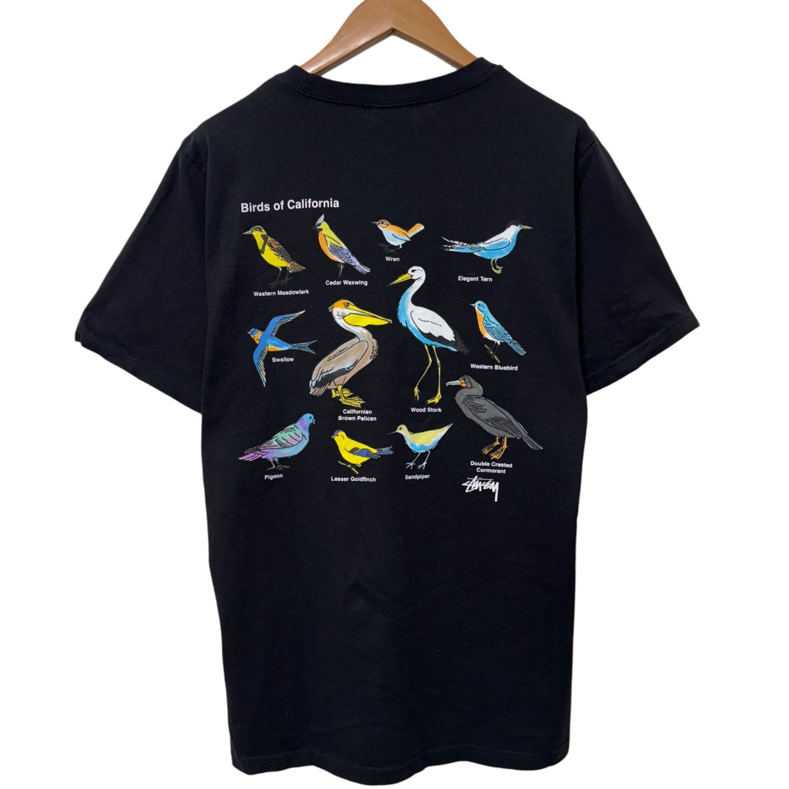 Stussy XL ブラック Tシャツ グラフィックプリント　激レア 極美品 ステューシー Tシャツ Sサイズ ブラック Birds of California