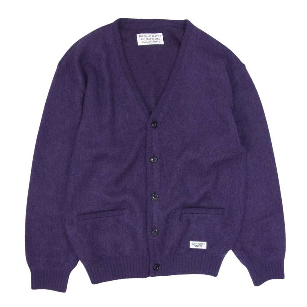 WACKO MARIA ワコマリア 21AW MOHAIR KNIT CARDIGAN モヘア ニット カーディガン パープル系 L【中古】