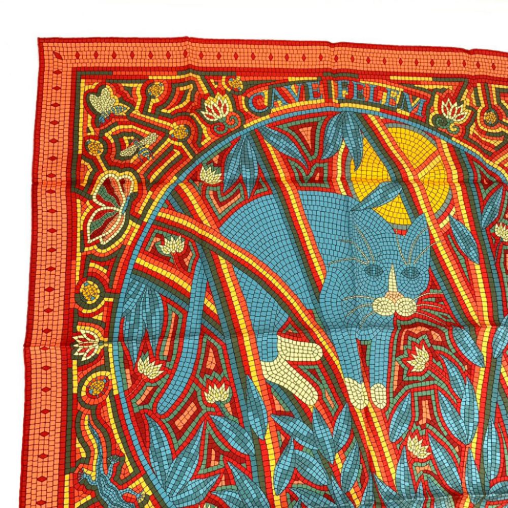 新品箱付 HERMES カレ90 名作『CAVE FELEM』猫に注意スカーフ 楽天市場】HERMES(エルメス) CAVE FELEM 猫に注意 カレ90
