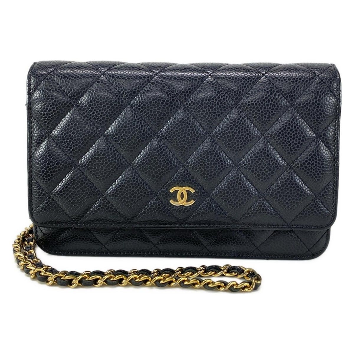CHANEL シャネル 財布 マトラッセ A33814 黒 チェーンウォレット|ゴールド金具