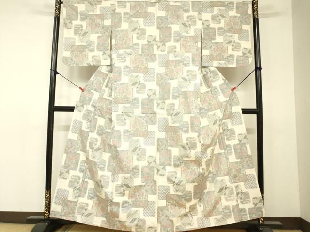 大島紬 横段に花 本場大島紬 単衣 茶泥 9マルキ 横段花