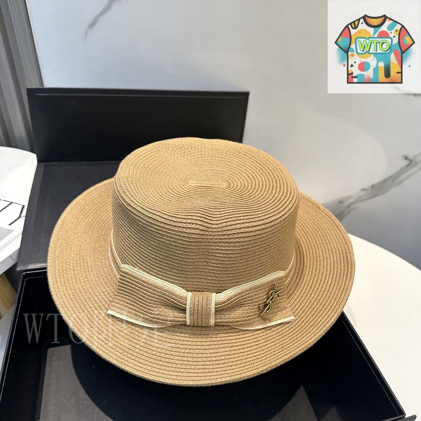 シャネル⭐︎ストローハット ハット　M 2022ss CHANEL シャネル ストローハット M ベージュx黒