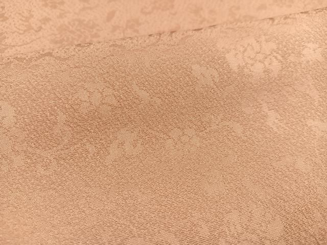 平和屋着物□上質な色無地 花唐草地紋 ときがら茶色 正絹 逸品