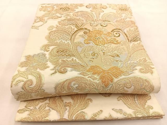 平和屋着物●全通柄袋帯　吉祥文　銀通し地　正絹　逸品　CAAP7183hy 平和屋着物○全通柄袋帯 吉祥文 銀通し地 正絹 逸品 CAAP7183hy