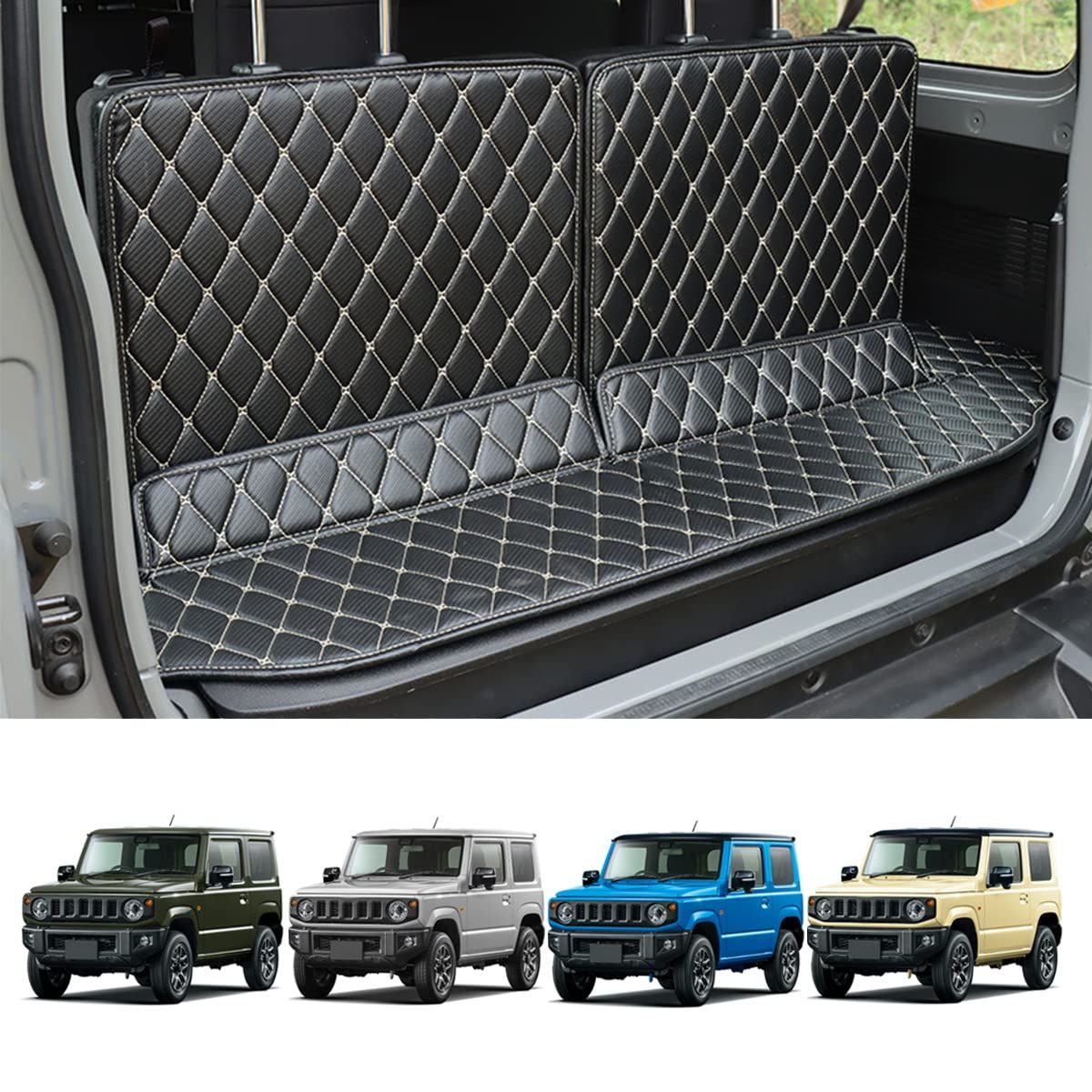 Color:ジムニー（PU製） Temiry ラゲッジマット 新型ジムニー用 JB64W JB74W ラゲッジマット 撥水 荷台マット 汚れに強い 後部座席 滑り止め 厚手PU 耐久性 取付簡単 ジムニー用 ブラック (ジムニー