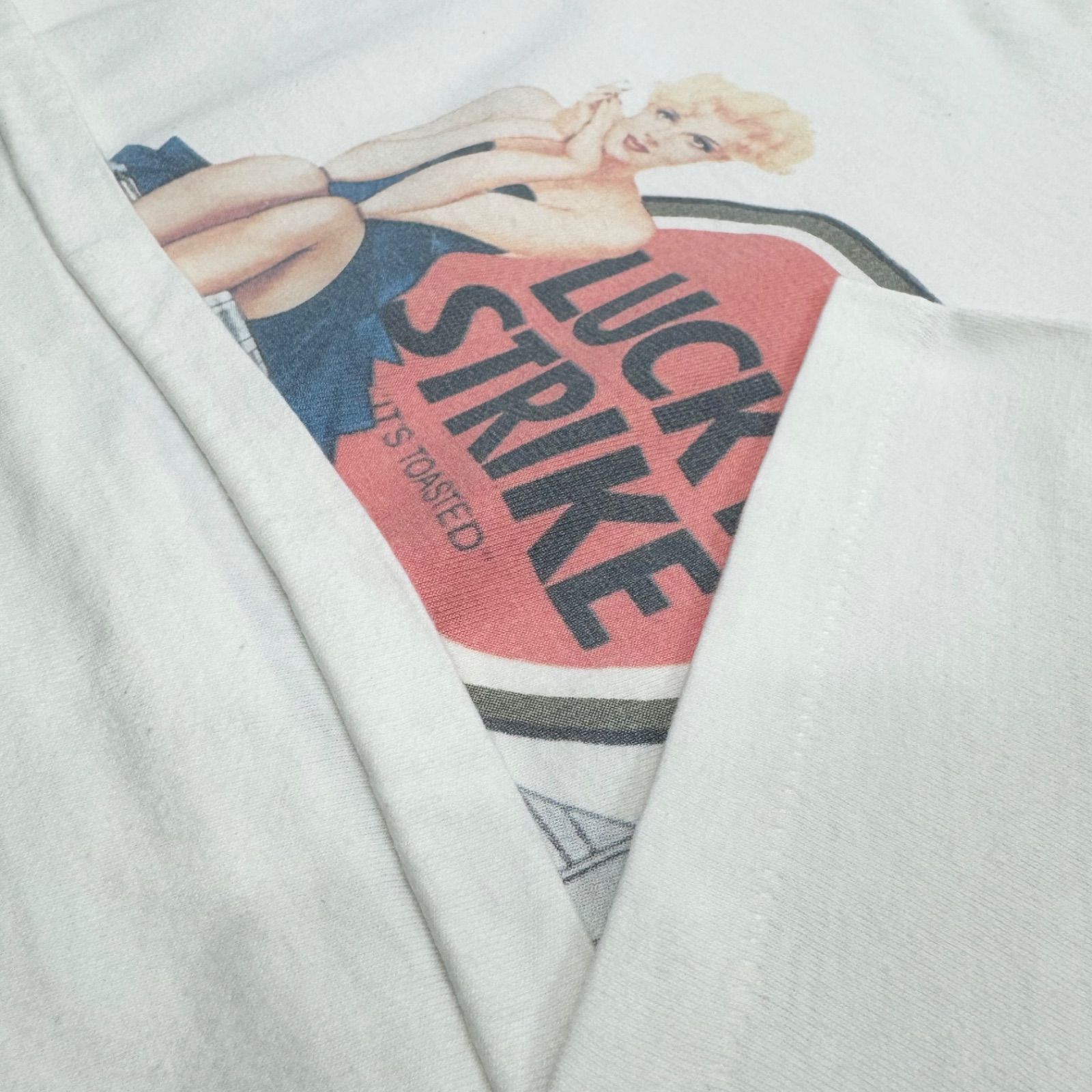 90s vintage LUCKY STRIKE Promo Print Logo T-shirt Tee USA製