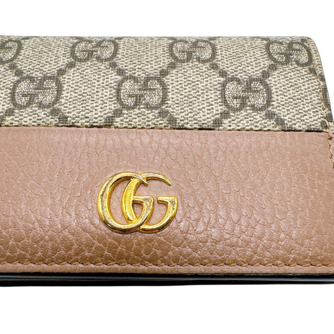正規品　美品　グッチ財布　グッチ折り財布　グッチメタルプレー　グッチレザー GUCCI グッチ 三つ折り財布 レディース オフィディア ブラウン