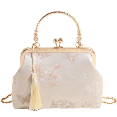 Liebendo] パーティーバッグ がま口 ハンドバッグ パール チェーン付