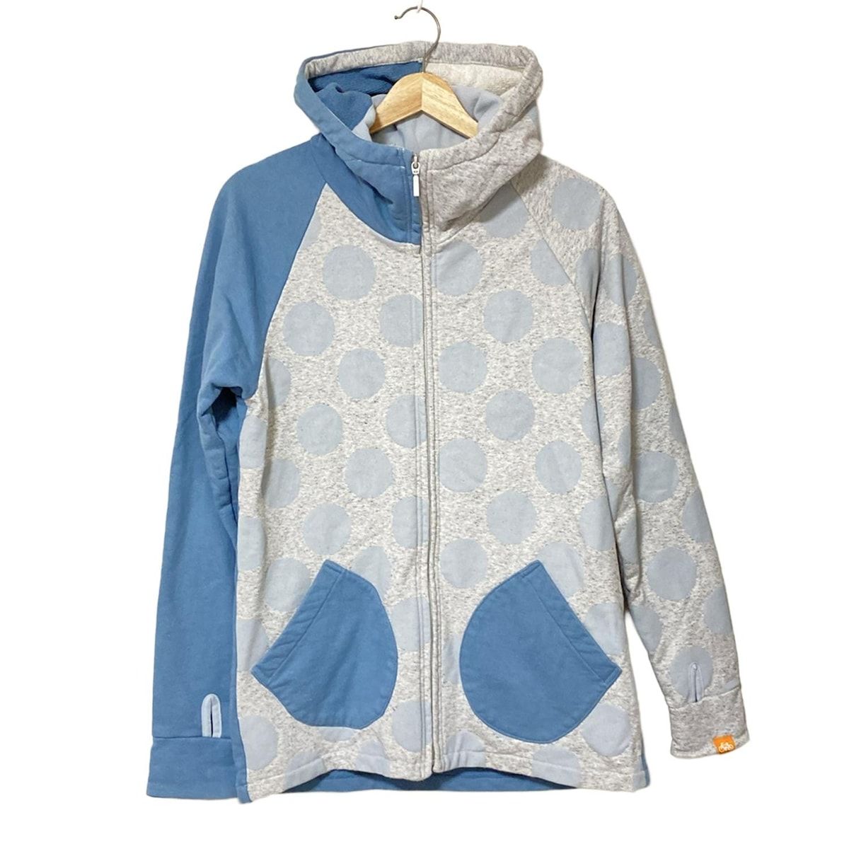 SOU SOU ソウソウ パーカー サイズS レディース - ライトブルー×ライトグレー 長袖|ドット柄|LE COQ SPORITIFコラボ