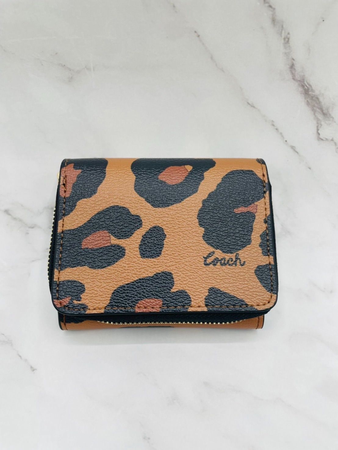 COACH 財布 ☆大人気☆ ウォレット レオパード ヒョウ柄 三つ折り 新品 ...