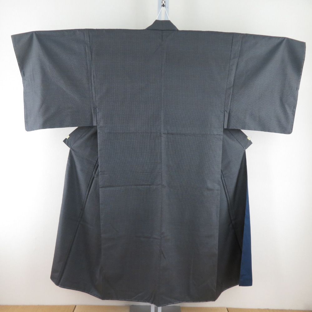 男着物 紬 アンサンブル 袷 青色 正絹 男性用きもの メンズ 仕立て