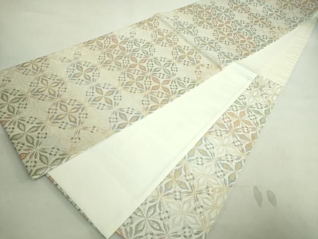 平和屋着物■極上　六通柄袋帯　西陣織　七宝花菱文　金銀糸　逸品　DZAA8642kh5 平和屋着物□極上 六通柄袋帯 西陣織 七宝花菱文 金銀糸 逸品