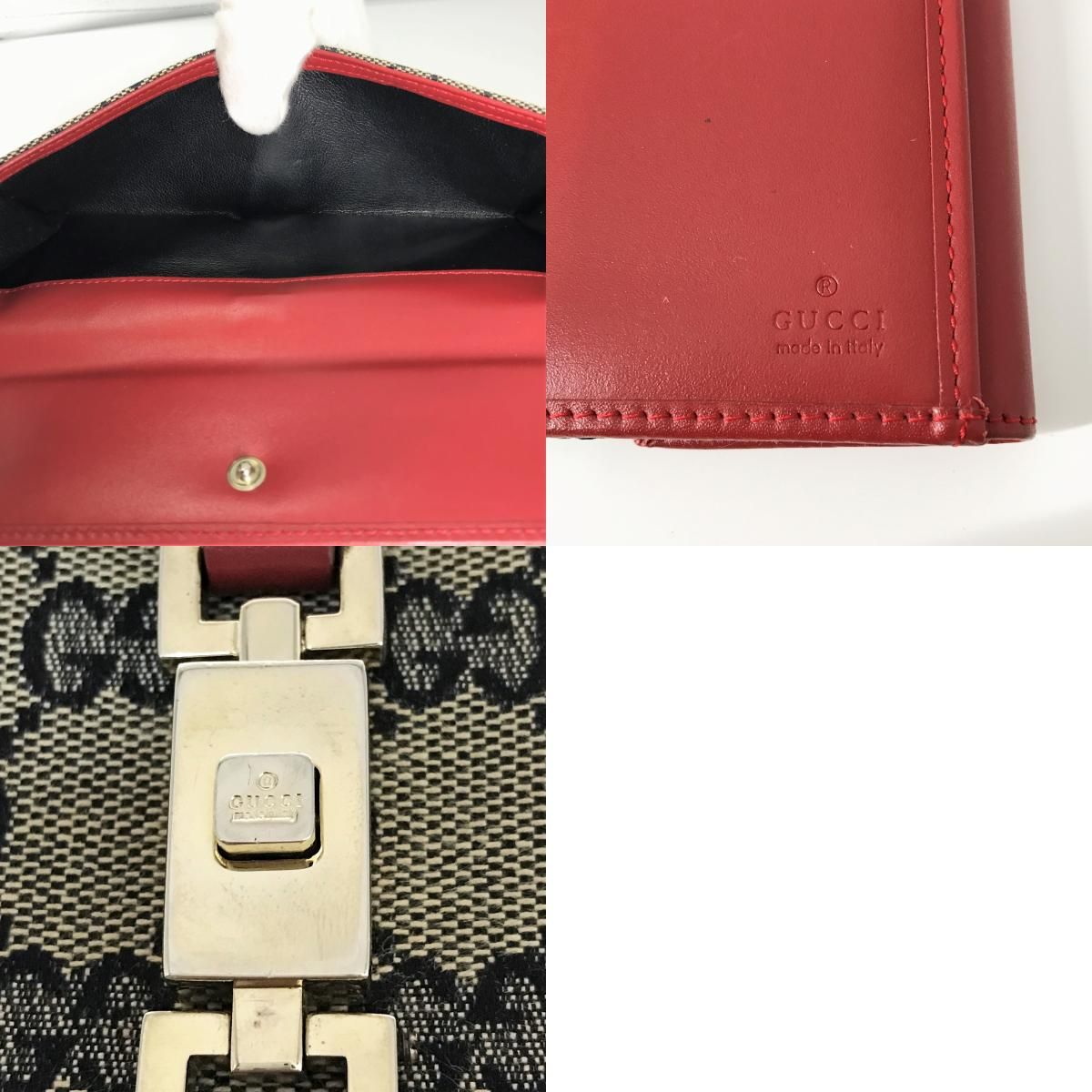 【希少】 GUCCI グッチ ジャッキー 金具 GG キャンバス 長財布 レッド 希少】 GUCCI グッチ ジャッキー 金具 GG キャンバス 長財布