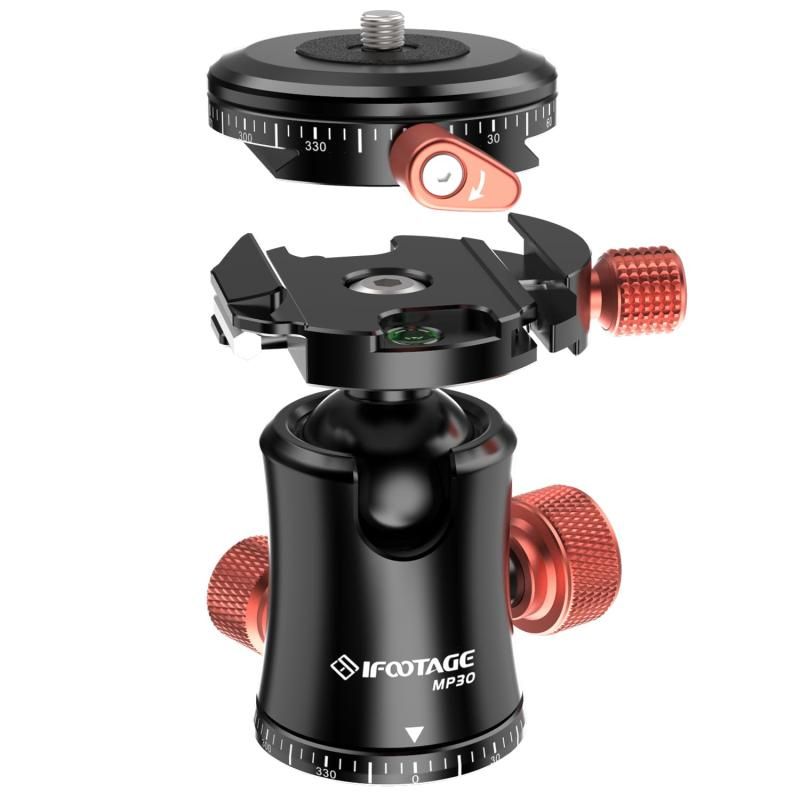 IFOOTAGE 自由雲台三脚ボール雲台 MP30デュアル360°パノロミック撮影三脚ボール雲台ボールヘッドマウント三脚一脚スライダーデジタル一眼レフカメラ用プロアルミボールヘッド10KGサポート1|