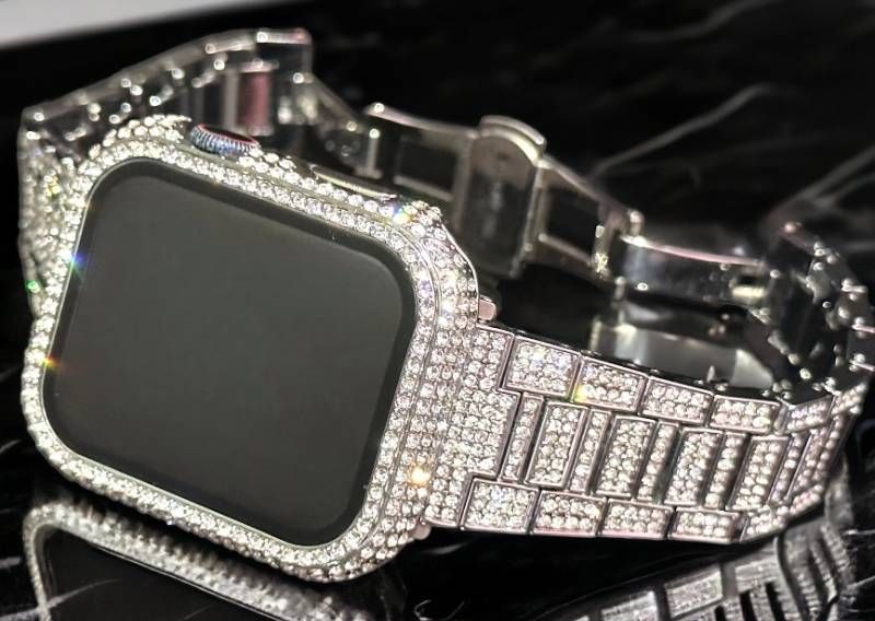 シルバー Apple Watchバンド ステンレスベルト アップルウォッチ画面保護カバー パヴェglassケース キラキラ クリスタル 41mm44mm45mm49mm ultra ウルトラ series11 10 42mm 46mm