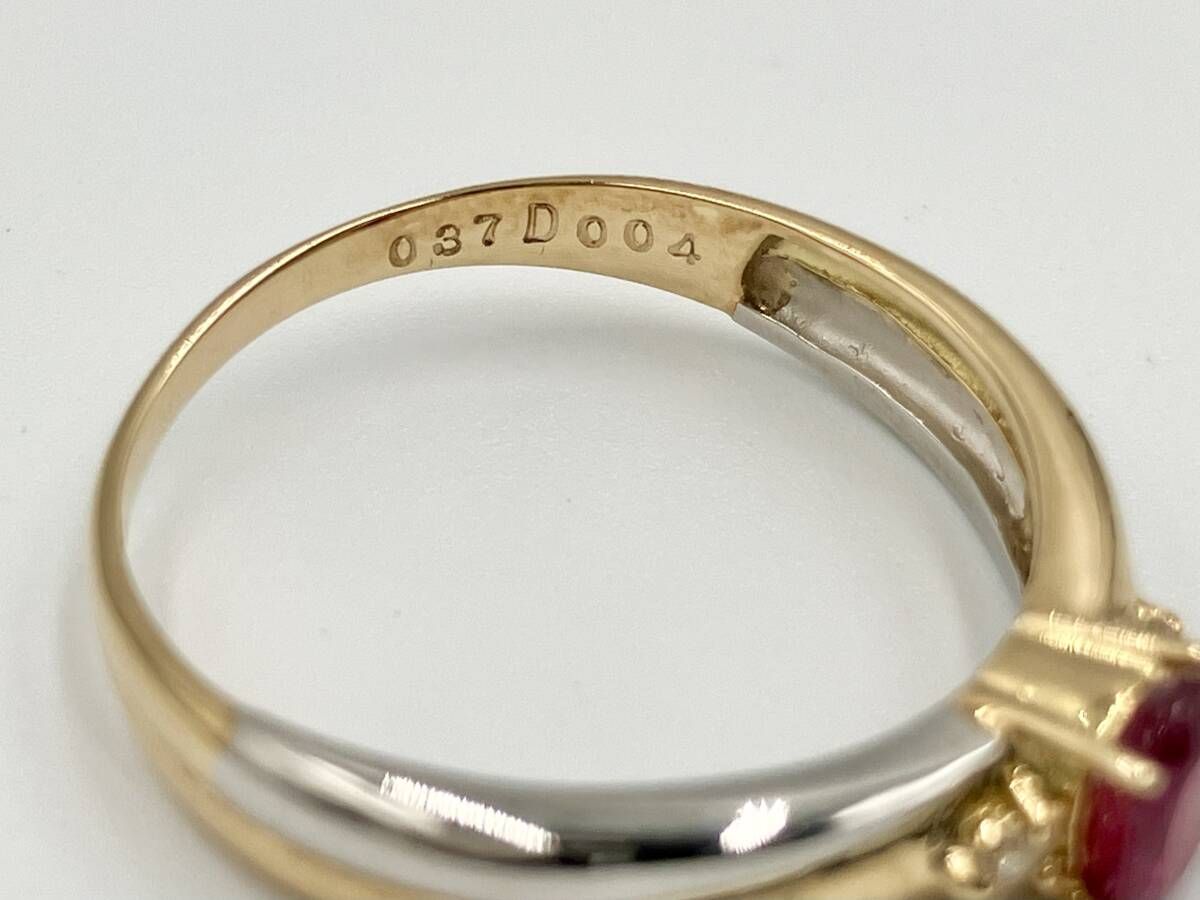 K18 PT850 ルビー リング K18 Pt850 天然ルビー ダイヤモンド 0.37ct D0.04ct #13 2.7g リング