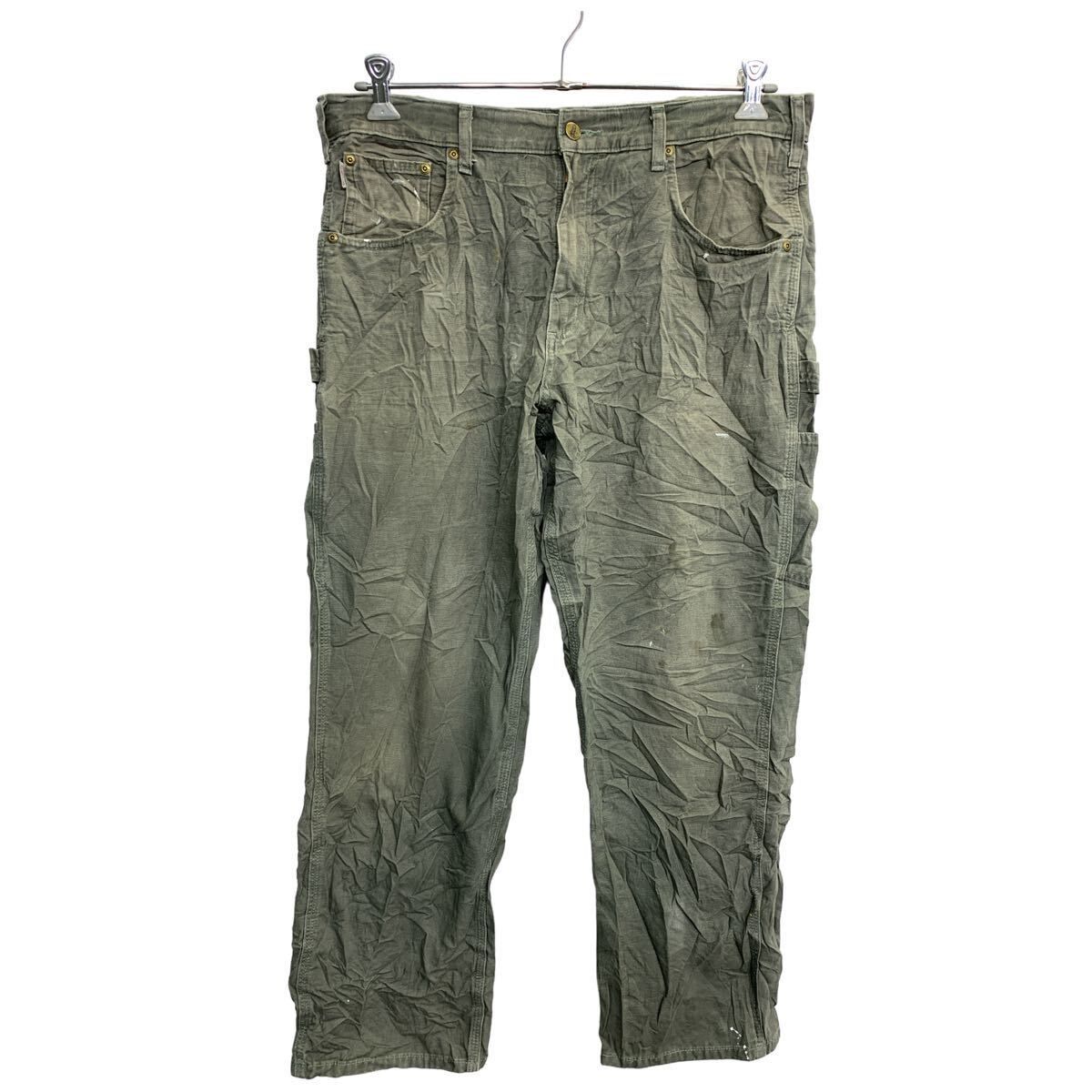 Carhartt ワークパンツ W36 カーハート ダック ビッグサイズ モスグレー ルーズ コットン メキシコ製 古着卸 アメリカ仕入 2405-577
