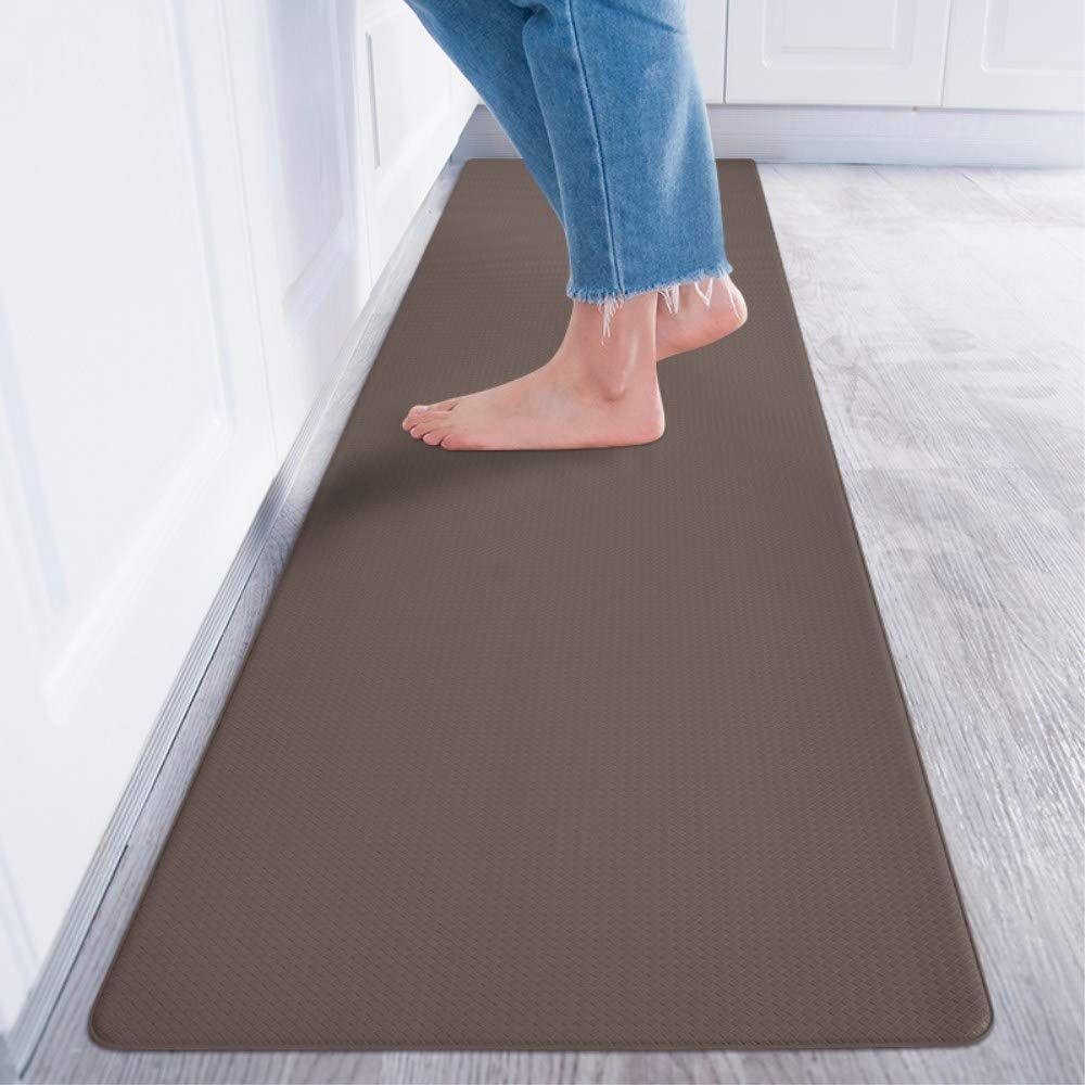 【新着商品】Baibu Home キッチンマット 拭ける 洗濯いらず 低反発 クッション 踏み心地いい ポリ塩化ビニール ずれない 台所 マット はっ水 防汚 180cm ブラウン