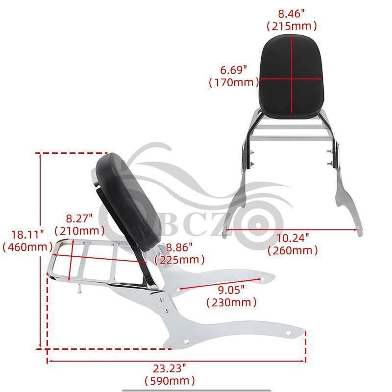 バイク用 シーシーバー リアキャリア付き タンデムバー 背もたれ バックレスト ドラッグスター 250