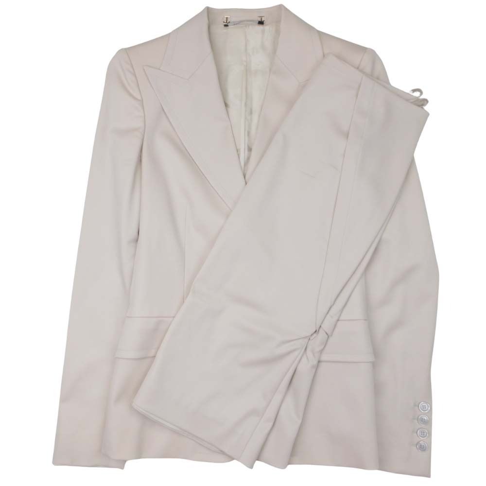 00s トムフォード期 GUCCI グッチ スーツ セットアップ ピークドラペル ジャケット 膝丈 スカート 38 ベージュ レディース 古着