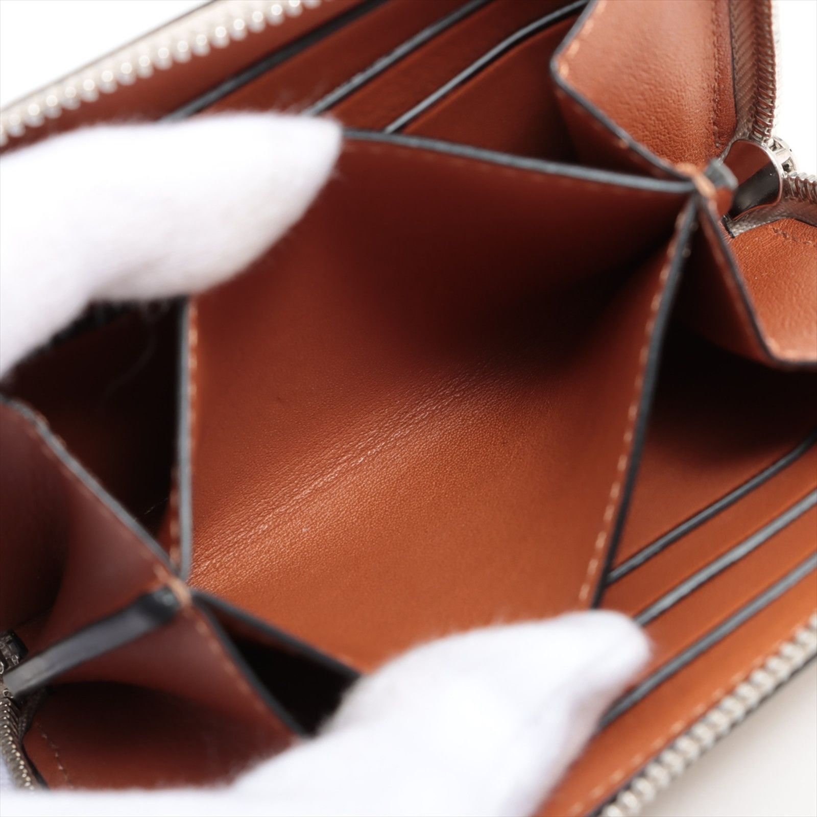 極美品 ロエベ アナグラム 6カード ジップ ウォレット コイン ケース 