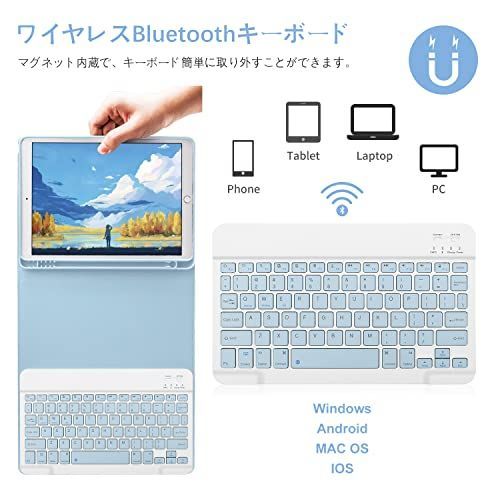 iPad 10.2″_スカイブルー iPad 10.2 ケース 第9/8/7世代 Bluetooth